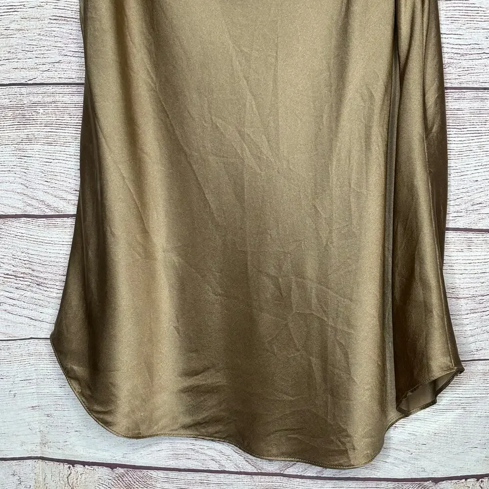 Cinq a Sept Sakura Bronze Cowl Draped Slinky 100% Silk Trendy Top Size Small - Picture 9 of 10